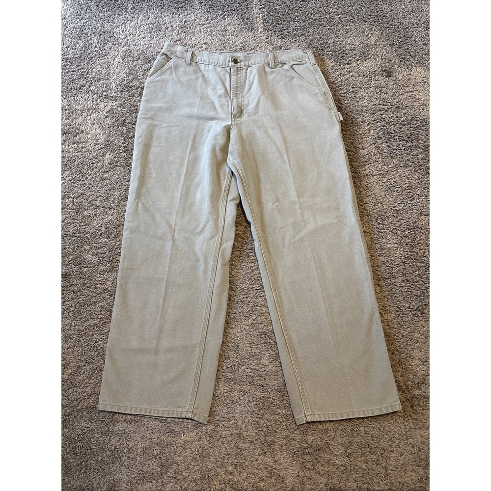 Vintage Carhartt Carpenter Pant Men Fit‎ 38x30 Tan Duck Canvas B11 DES